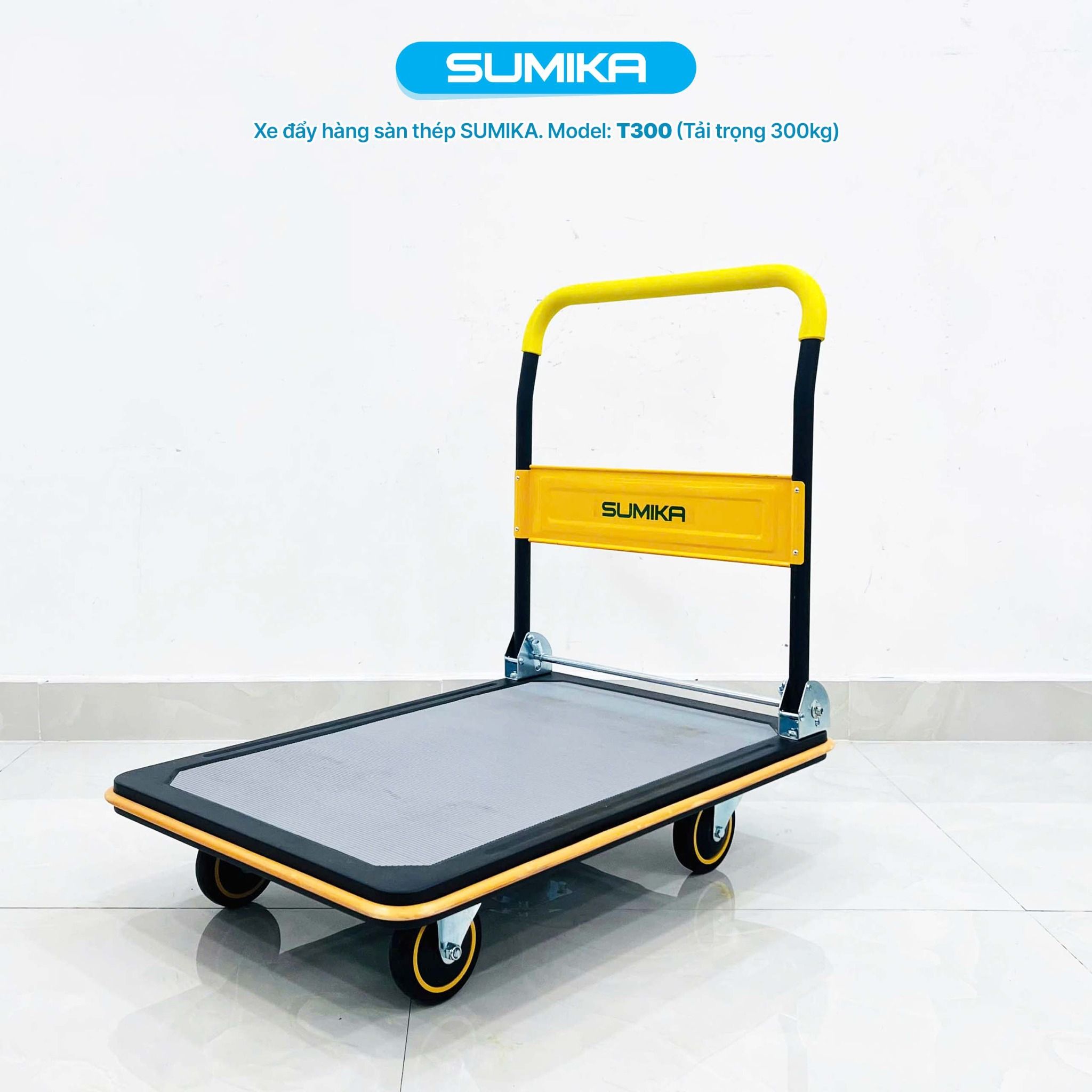 Xe đẩy hàng sàn thép SUMIKA T300, tải trọng 300kg
