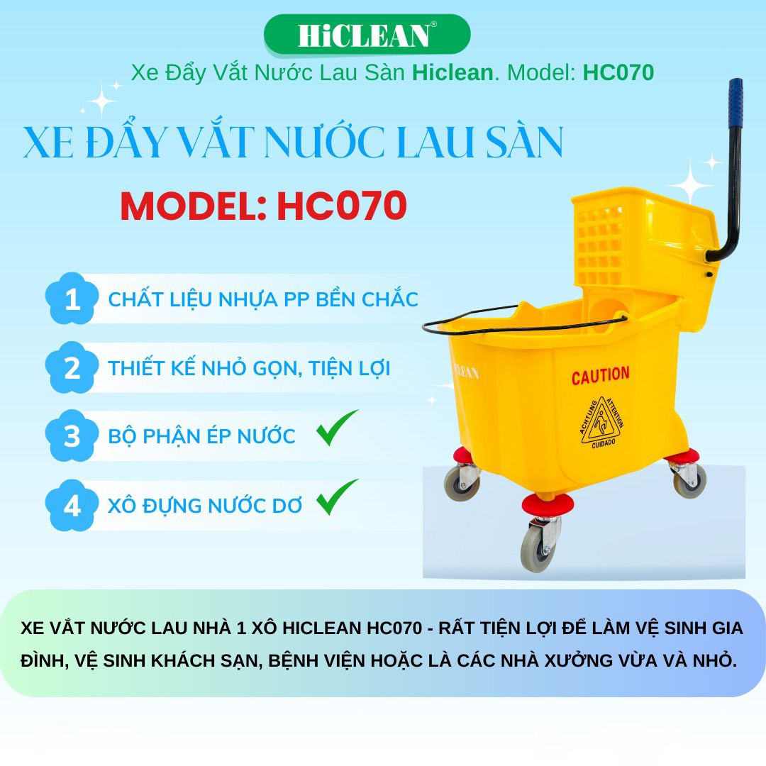 Xe đẩy vắt cây lau nhà HiClean HC070