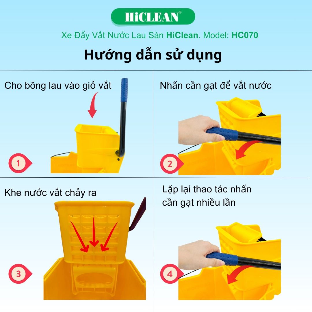 Xe đẩy vắt cây lau nhà HiClean HC070