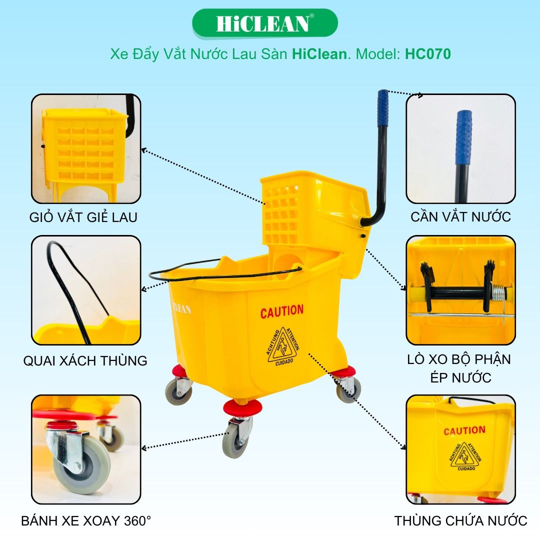 Xe đẩy vắt cây lau nhà HiClean HC070