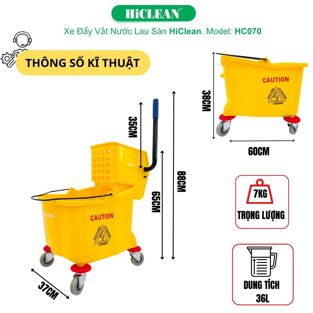 Xe đẩy vắt cây lau nhà HiClean HC070