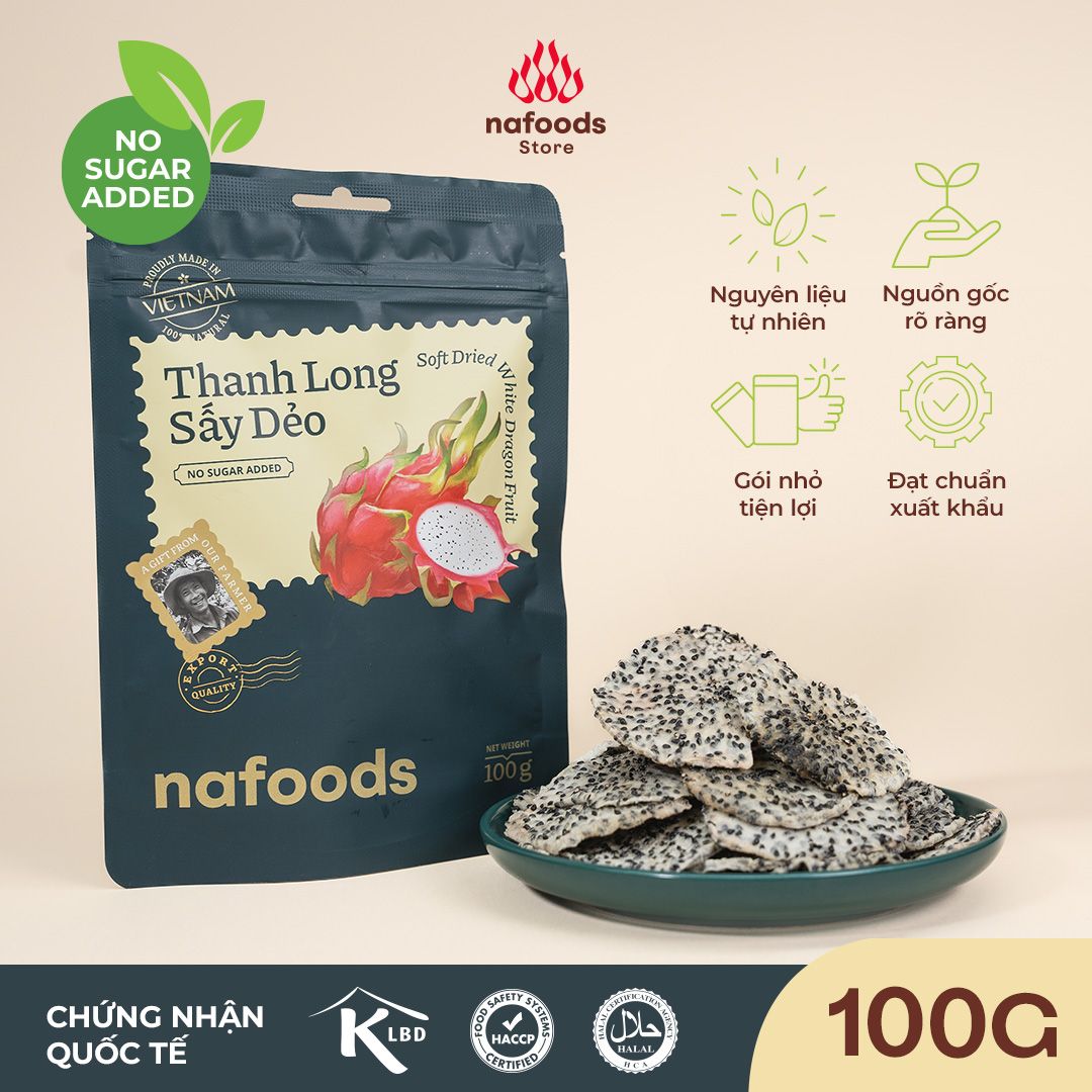  Thanh long trắng sấy dẻo không đường - Túi 100g 