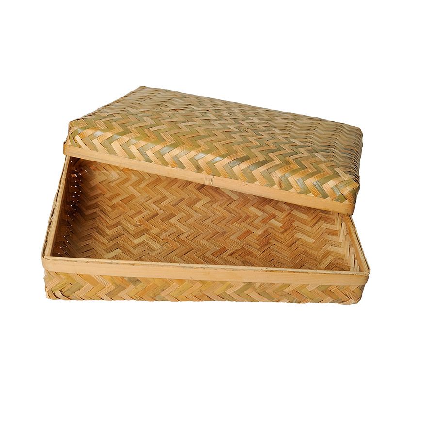 Hộp chữ nhật tre đan nắp rời