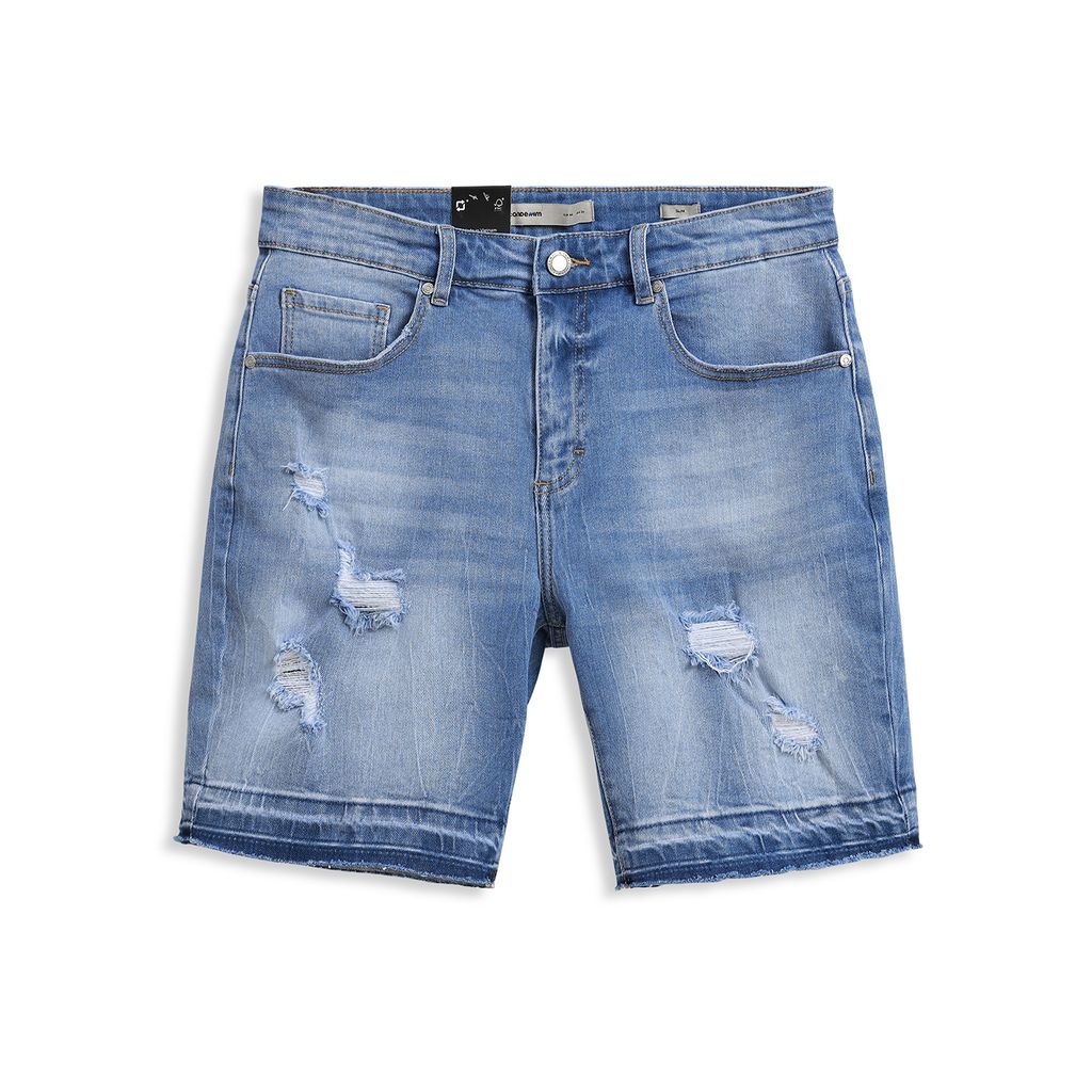 Quần Short Jean Nam Wash Block Form Slim