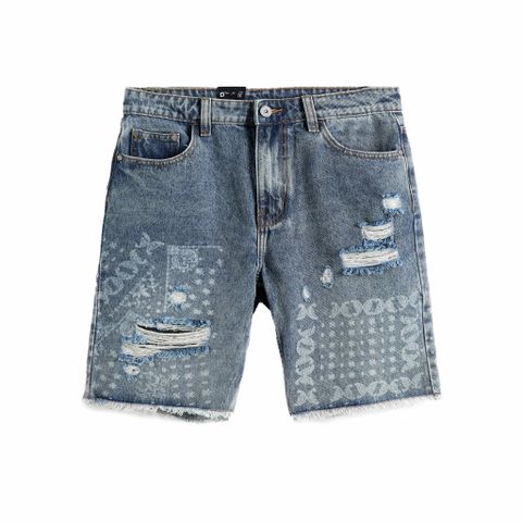 Quần Short Jeans Bandana Pattern Light Blue