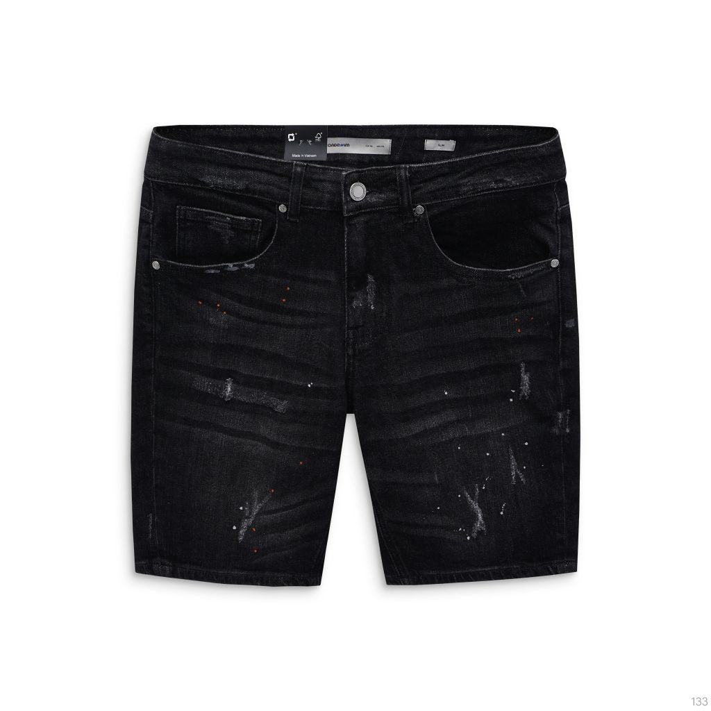 Quần Short Jeans Splater Slim Dark Gray