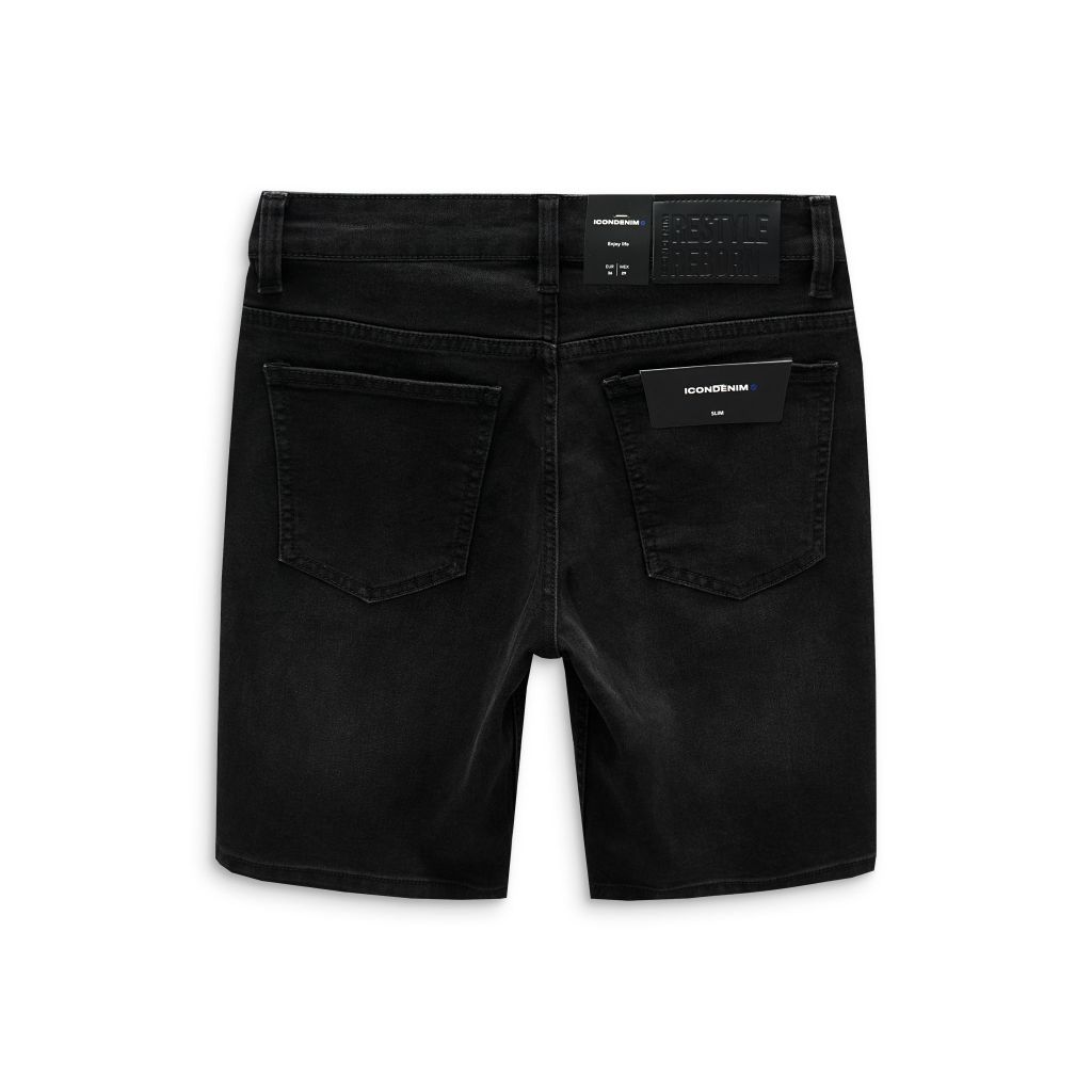 Quần Short Jean Nam Black Wash Form Slim