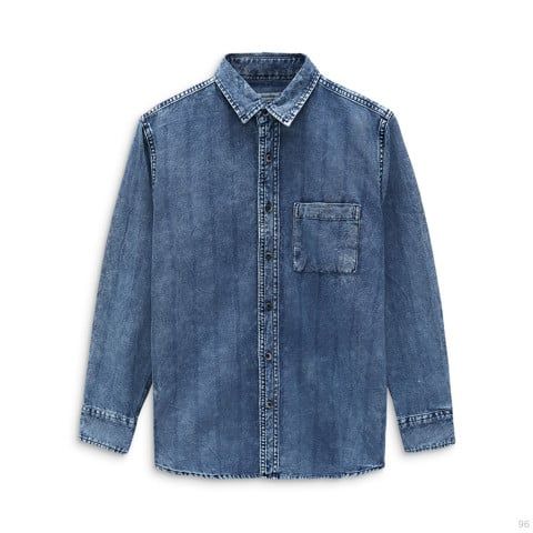 Áo Sơ Mi Denim Nam Tay Dài Vertical Stripes Blue Form Regular