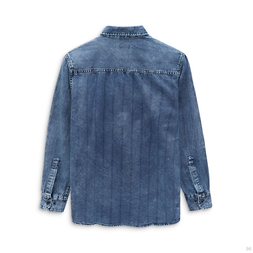 Áo Sơ Mi Denim Nam Tay Dài Vertical Stripes Blue Form Regular