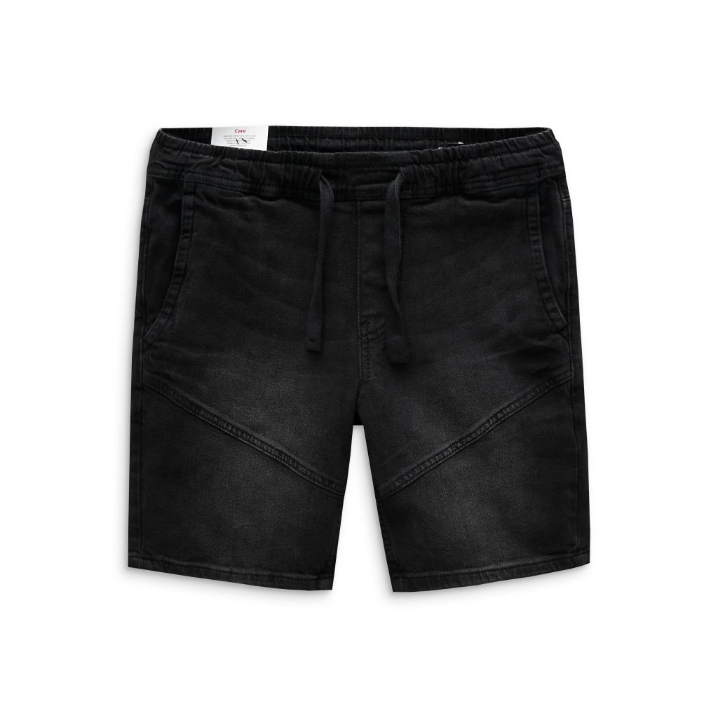 Quần Short Jean Nam Lưng Thun Phối Rập Form Slim