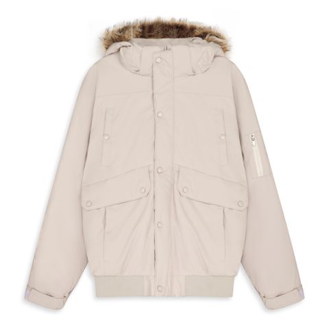 Áo Khoác Phao Puffer Faux Fur Hooded