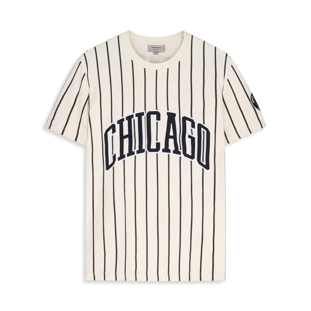 Áo Thun Nam Họa Tiết Kẻ Sọc Chicago Baseball Form Regular