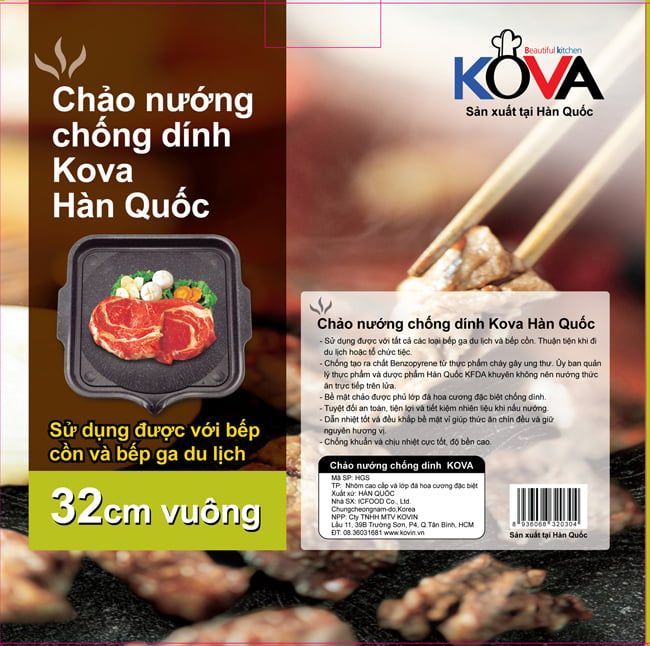 Chảo Nướng Chống Dính Kova Vuông HGS