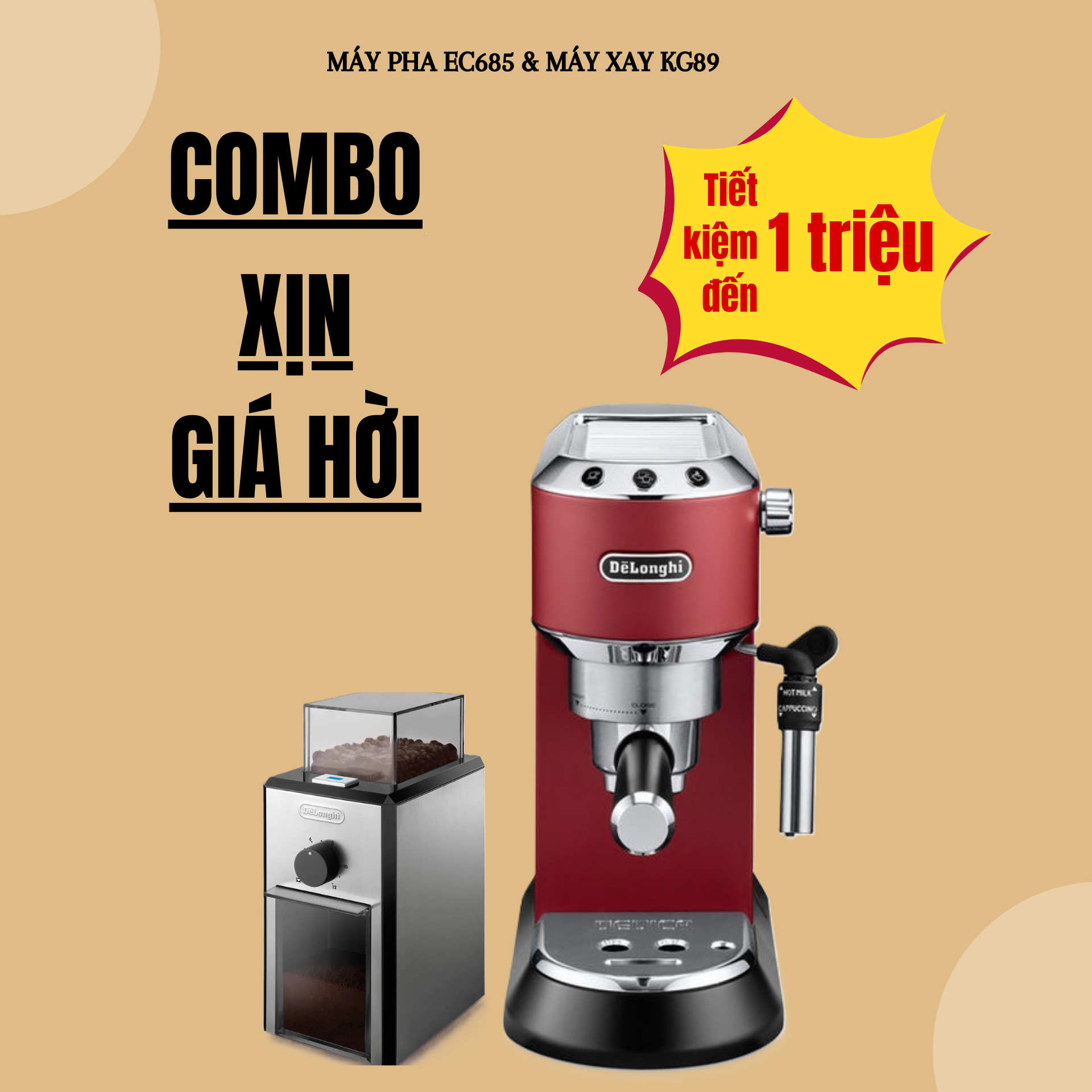  [CHÍNH HÃNG] Máy pha cà phê Delonghi EC685 - Coffee Maker Delonghi EC 685 (EC685.M - EC685.R - EC685.BK) 