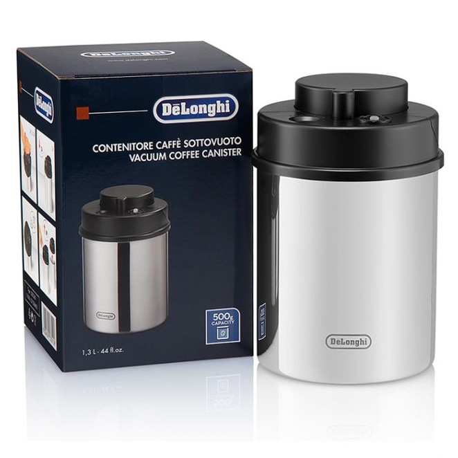  Hộp đựng cà phê hút chân không 1.3L Delonghi DLSC063 -  Vacuum Sealed Coffee Canister Delonghi DLSC 063 - 500g 