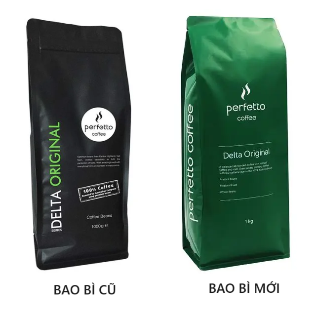 Cà phê hạt nguyên chất Perfetto Delta Series Original 1000g 100% hạt Arabica chuyên dùng cho máy pha cà phê Delonghi
