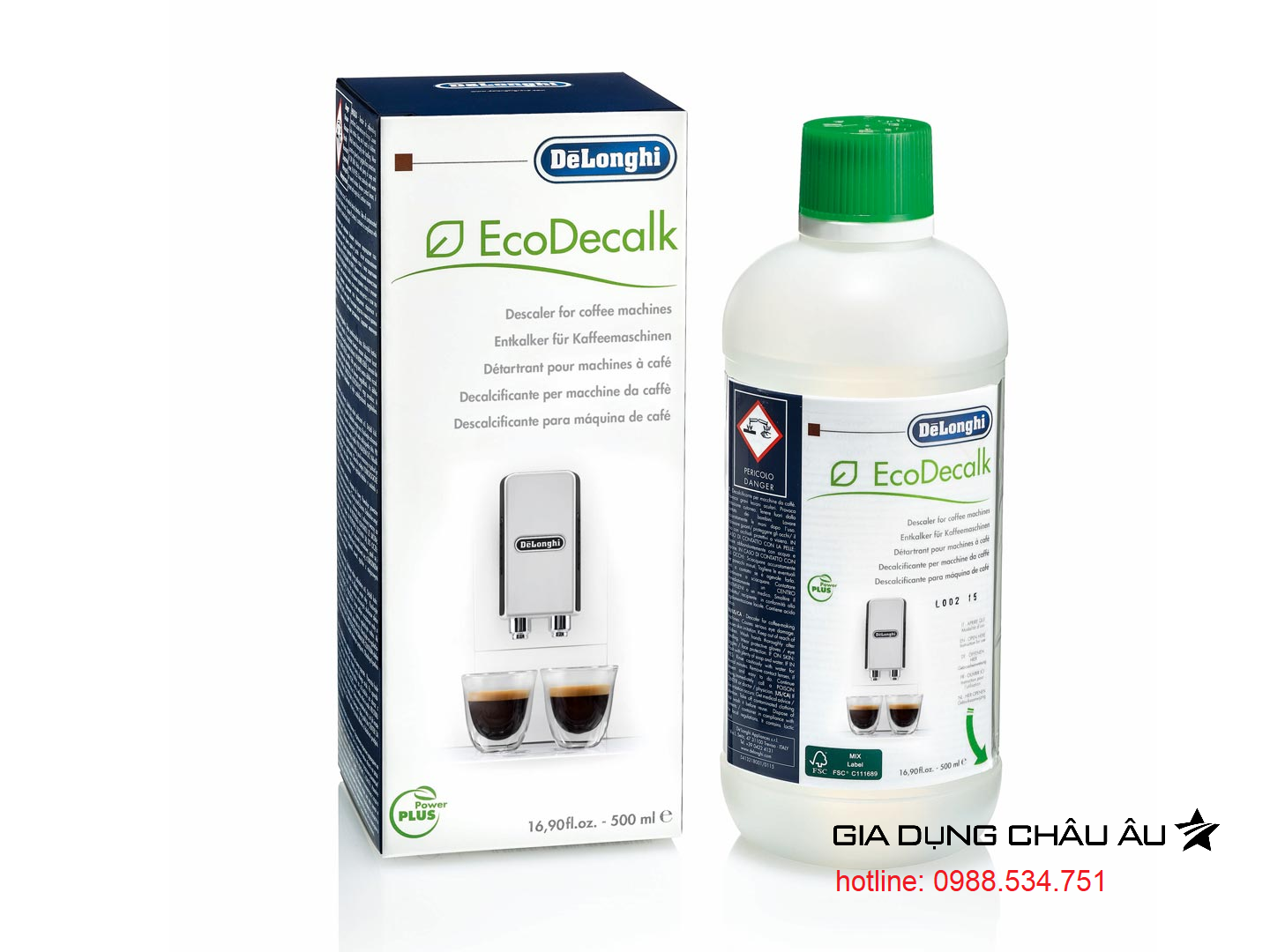 Dung dịch vệ sinh máy pha cafe Delonghi Ecodecalk mini 100ml - Descaler Delonghi Eco Decalk - Chai dung dịch tẩy cặn máy pha cà phê Delonghi EcoDecalk 100ml