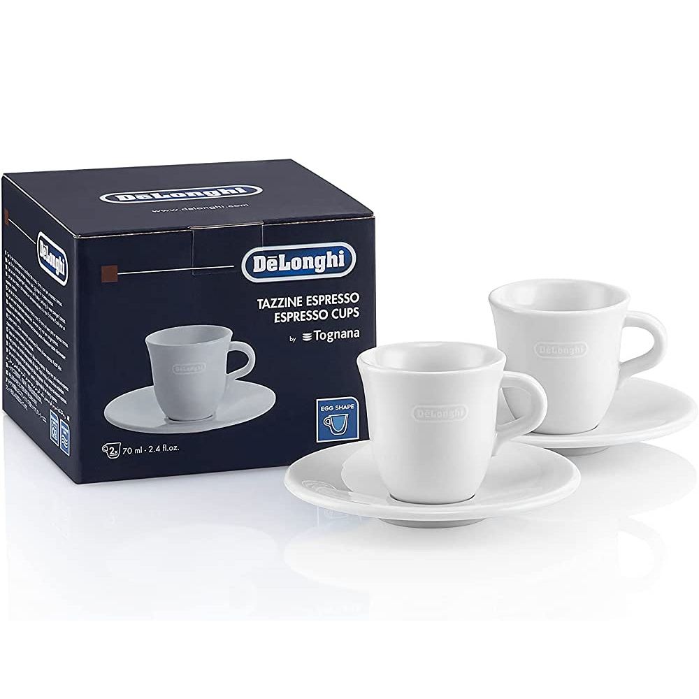 Bộ 2 Cốc sứ cao cấp kèm đĩa lót Delonghi 270 ml - Bộ 2 Ly sứ Capuchino kèm dĩa lót - DeLonghi Porcelain Cappuccino Cup and Saucer, Set of 2, 270ml