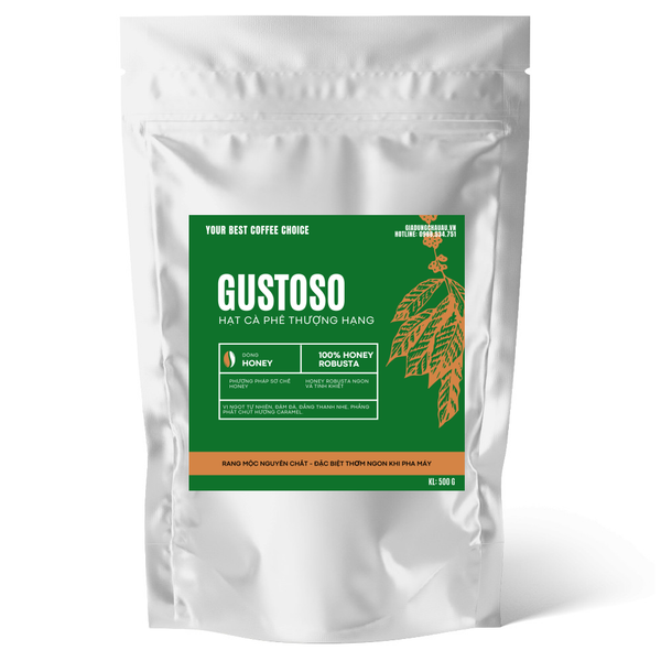  Cà phê hạt nguyên chất thượng hạng Gustoso dòng Honey - Chuyên dùng cho máy pha cà phê 