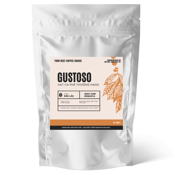  Cà phê hạt nguyên chất thượng hạng Gustoso dòng Dak Lak - Chuyên dùng cho máy pha cà phê 