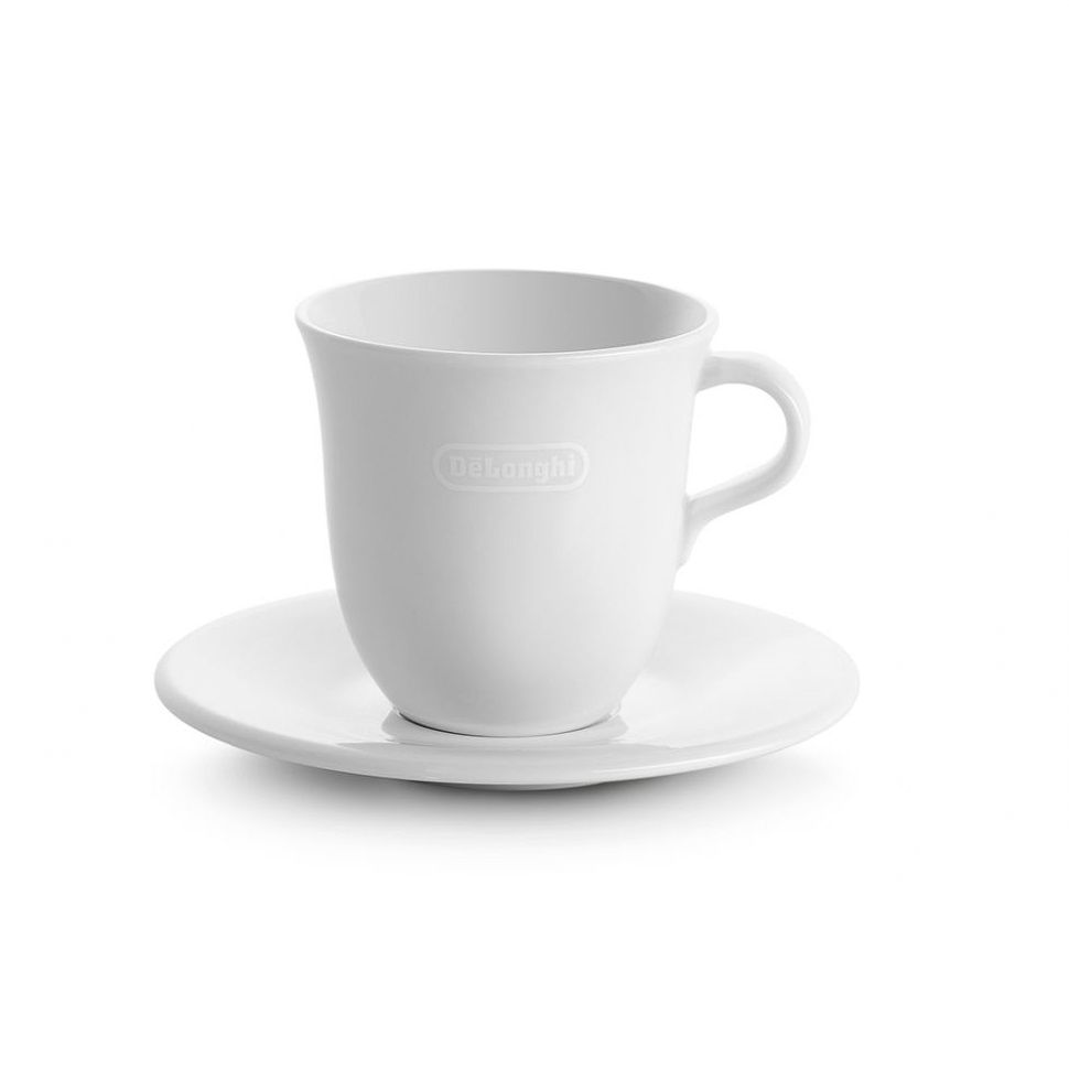 Bộ 2 Cốc sứ cao cấp kèm đĩa lót Delonghi 270 ml - Bộ 2 Ly sứ Capuchino kèm dĩa lót - DeLonghi Porcelain Cappuccino Cup and Saucer, Set of 2, 270ml