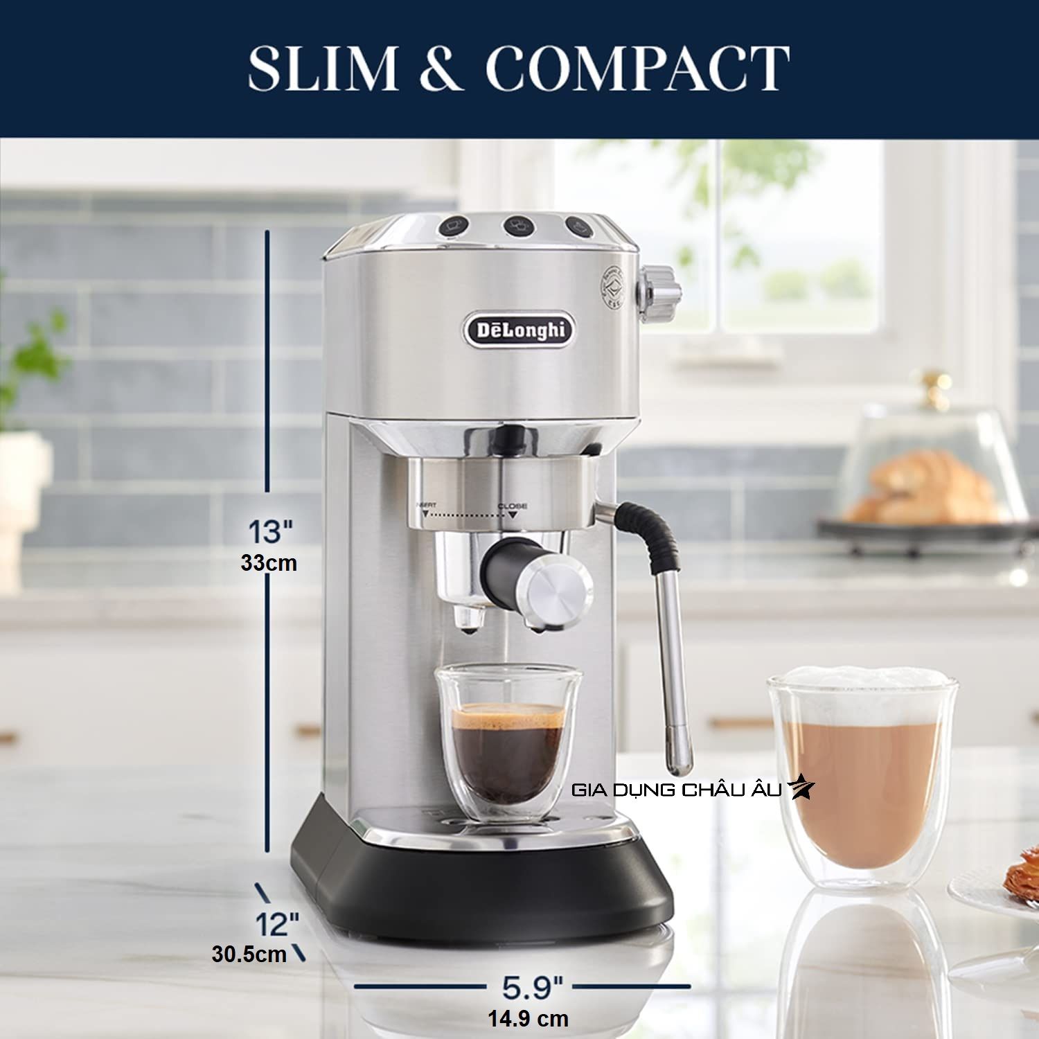  [CHÍNH HÃNG] Máy pha cà phê Delonghi EC885 Dedica Arte Manual Espresso Coffee Maker Ec885.BG - EC885.GY - Ec885.M 