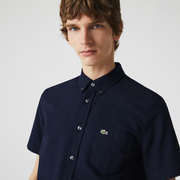  Lacoste Oxford Cotton Shirt Short Sleeves - Dark Navy (Regular) 