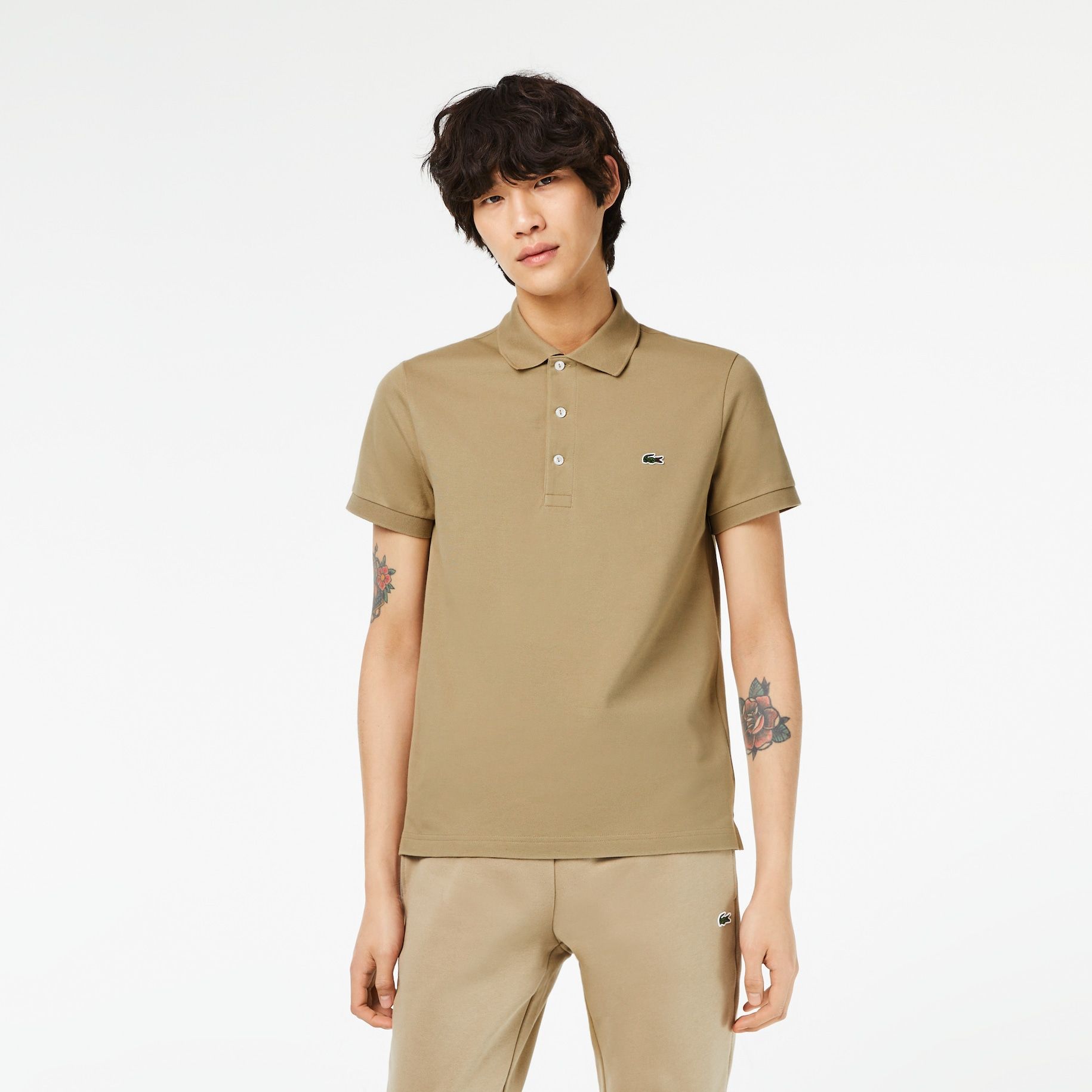  Lacoste Slim Fit Stretch Cotton Piqué Polo - Beige 