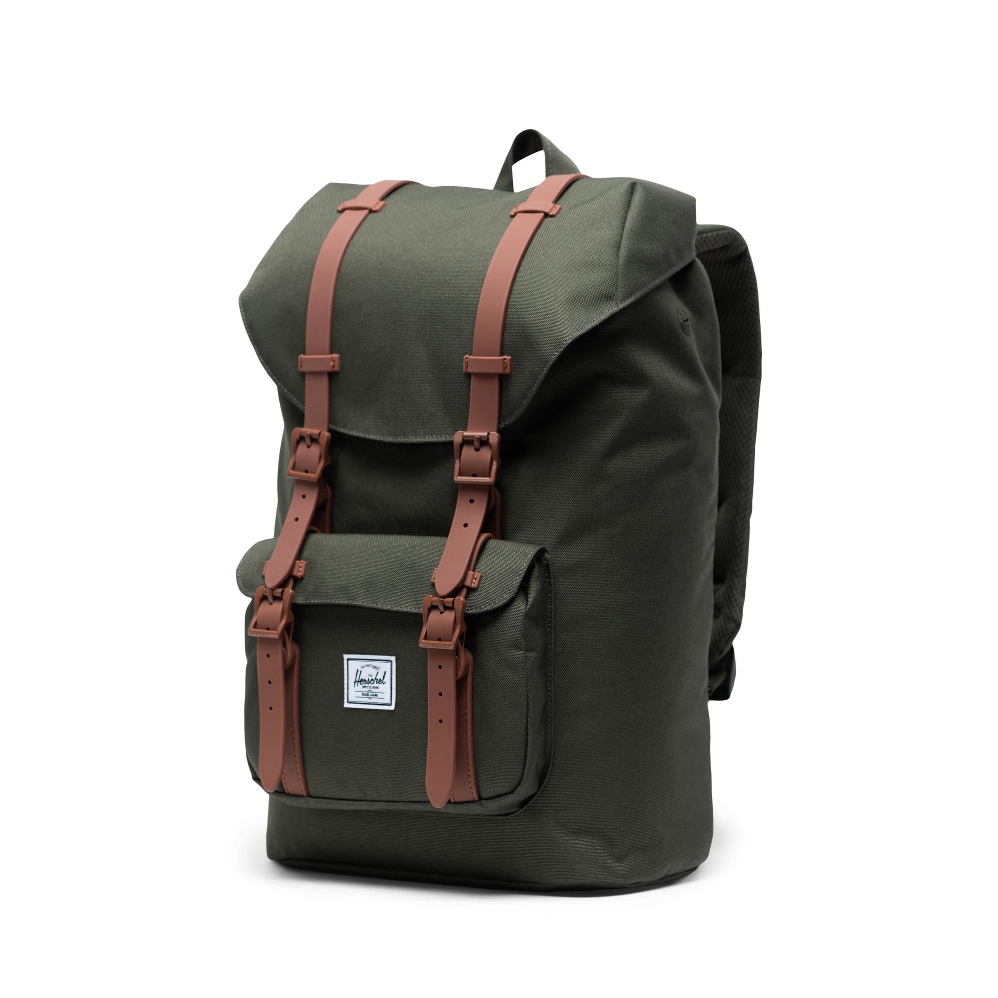 Herschel Little America | Mid-Volume - Dark Olive/Saddle Brown