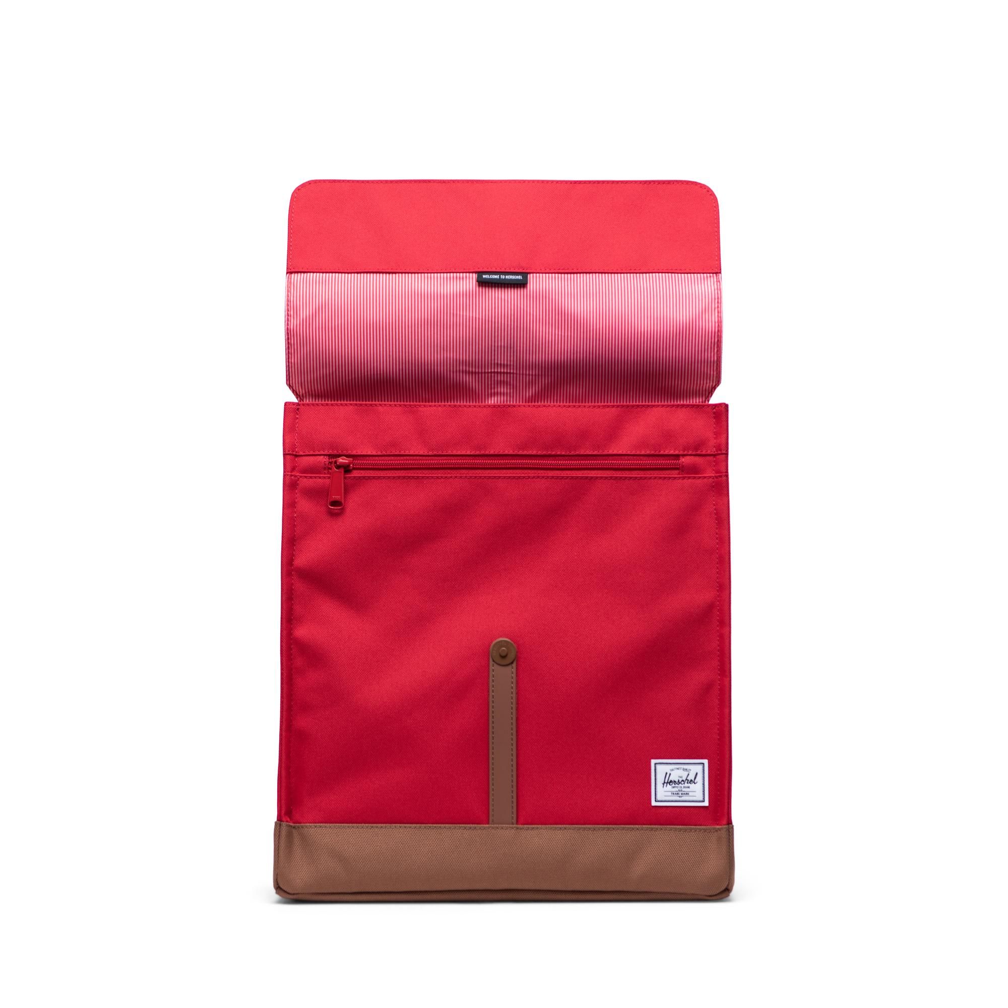 Herschel City Backpack | Mid-Volume - Red/Saddle Brown