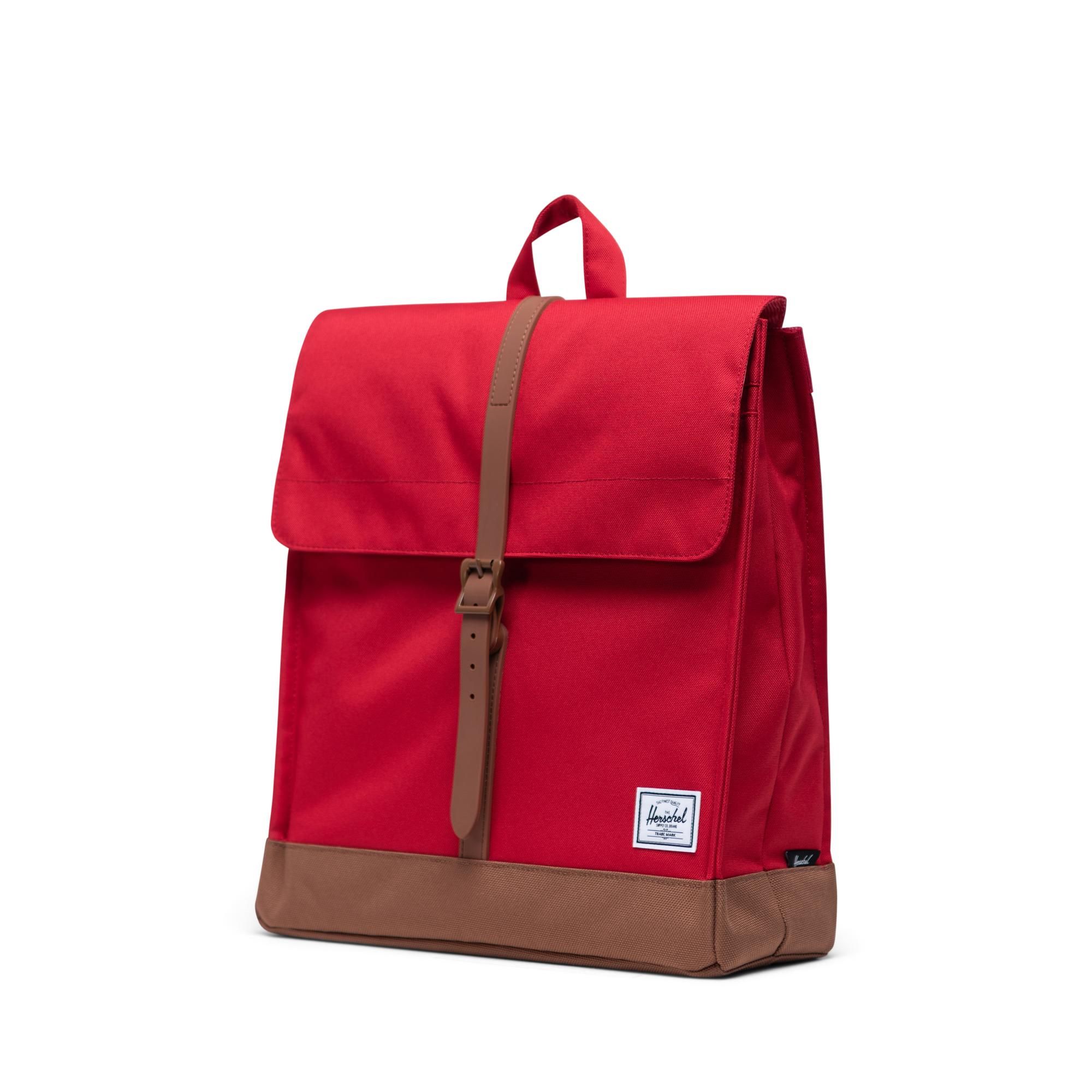 Herschel City Backpack | Mid-Volume - Red/Saddle Brown