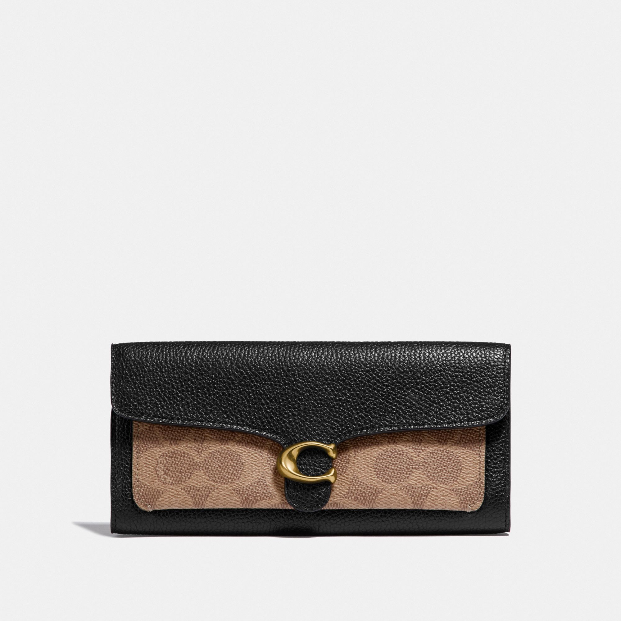 Coach Tabby Long Wallet In Colorblock Signature Canvas - Black