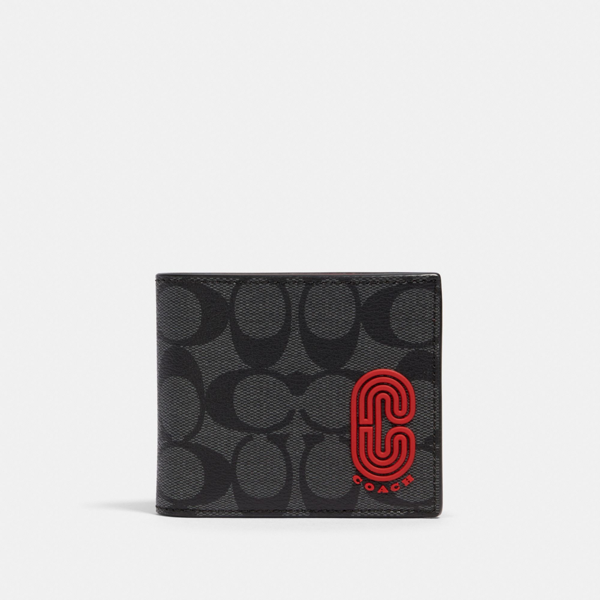 Coach 3 In 1 Wallet In Colorblock Signature Canvas With Coach Patch - Charcoal