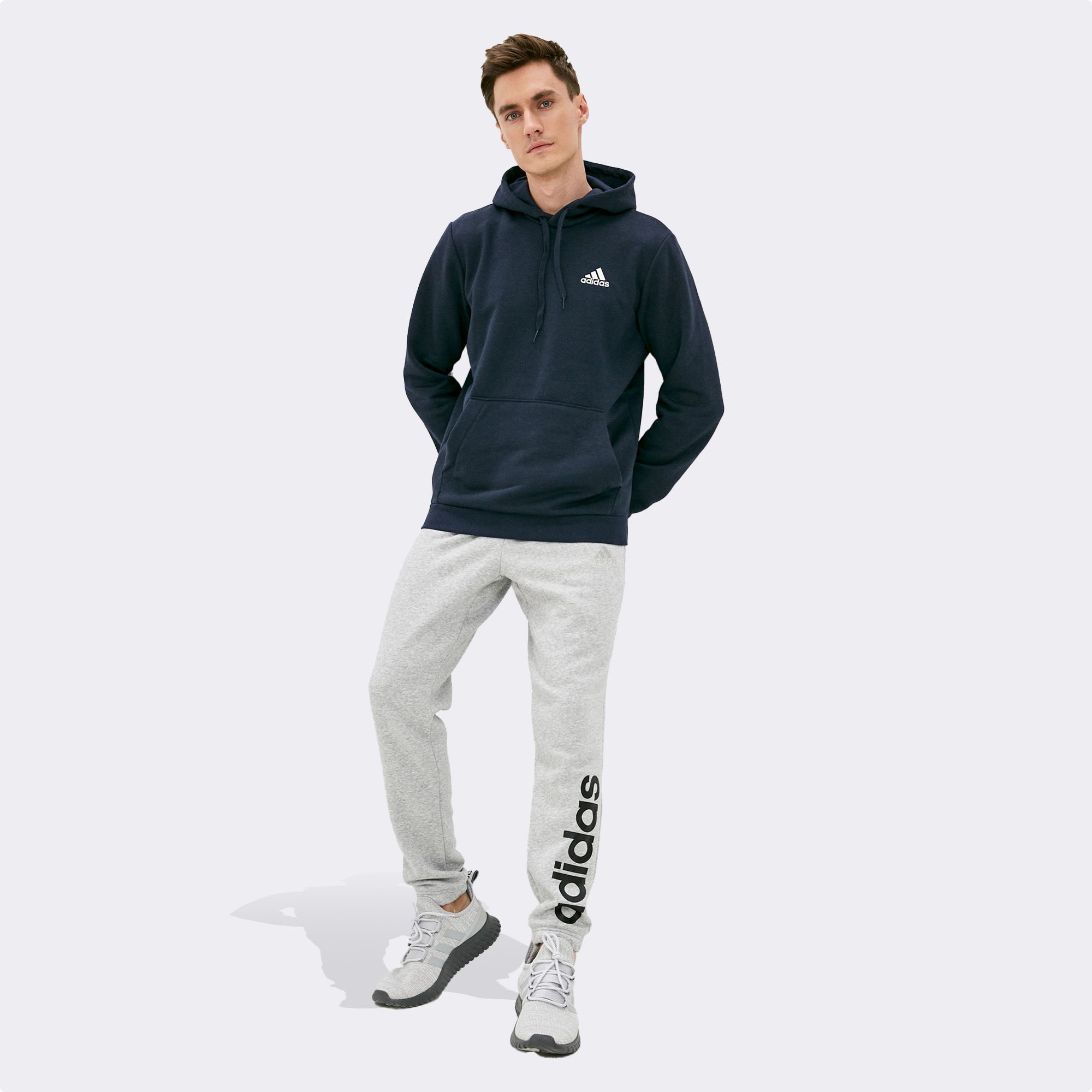 adidas Essentials Fleece Tapered Pants Cuff Logo Pants - Grey