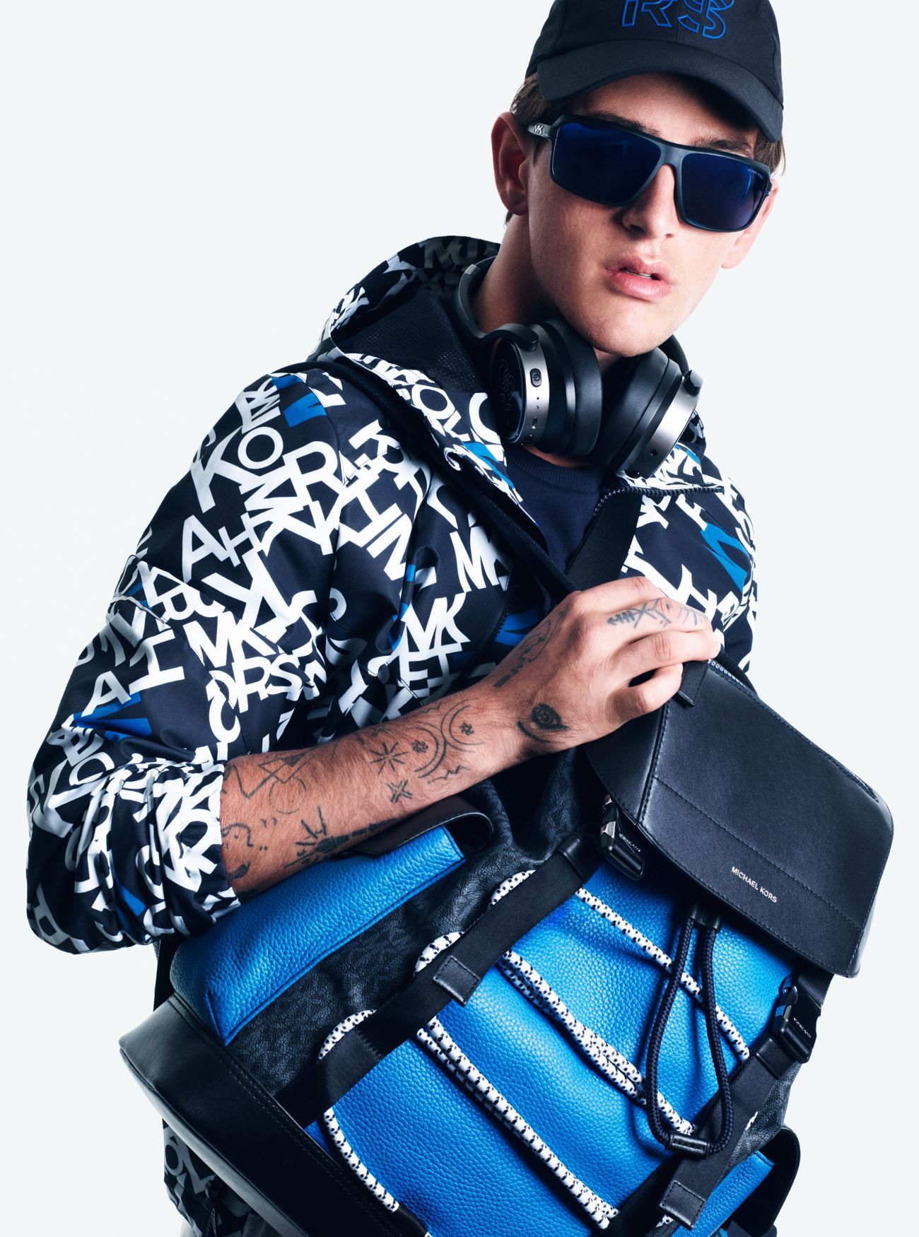 Michael Kors Greyson Logo Mixed-Media Backpack