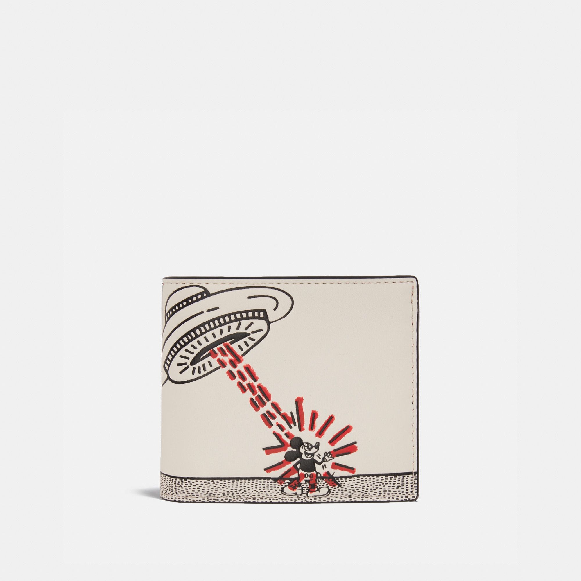 Coach x Disney Mickey Mouse x Keith Haring Double Billfold in UFO Print - Red