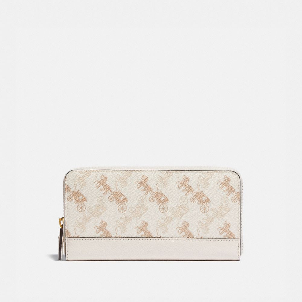 Coach Accordion Zip Wallet With Horse And Carriage Print - Chalk Taupe