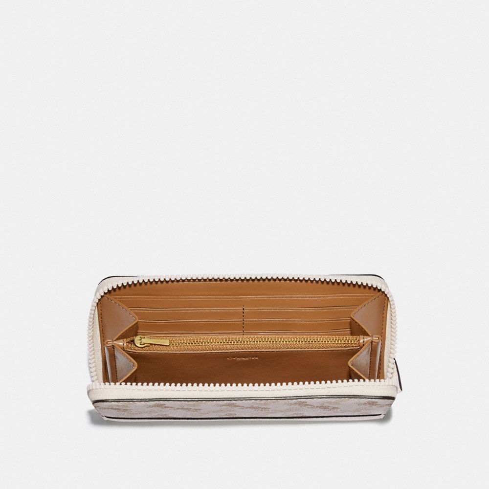 Coach Accordion Zip Wallet With Horse And Carriage Print - Chalk Taupe