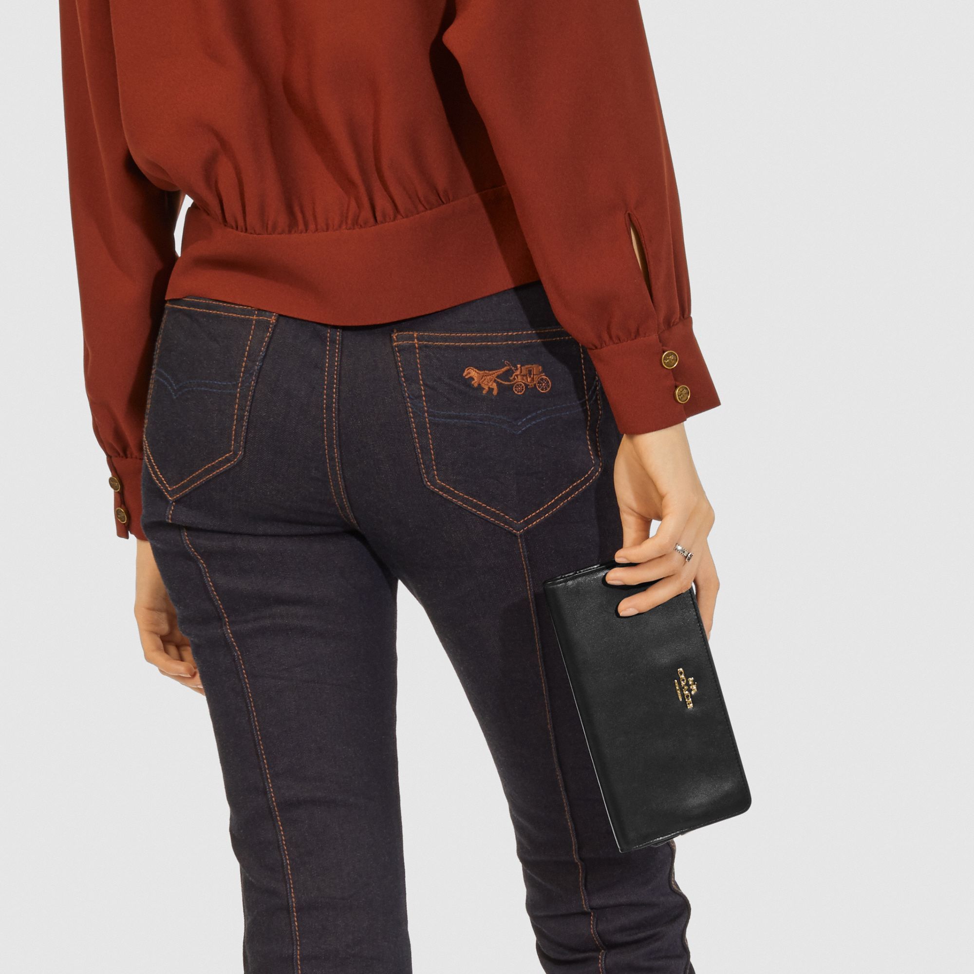 Coach Skinny Wallet - Black/Light Gold