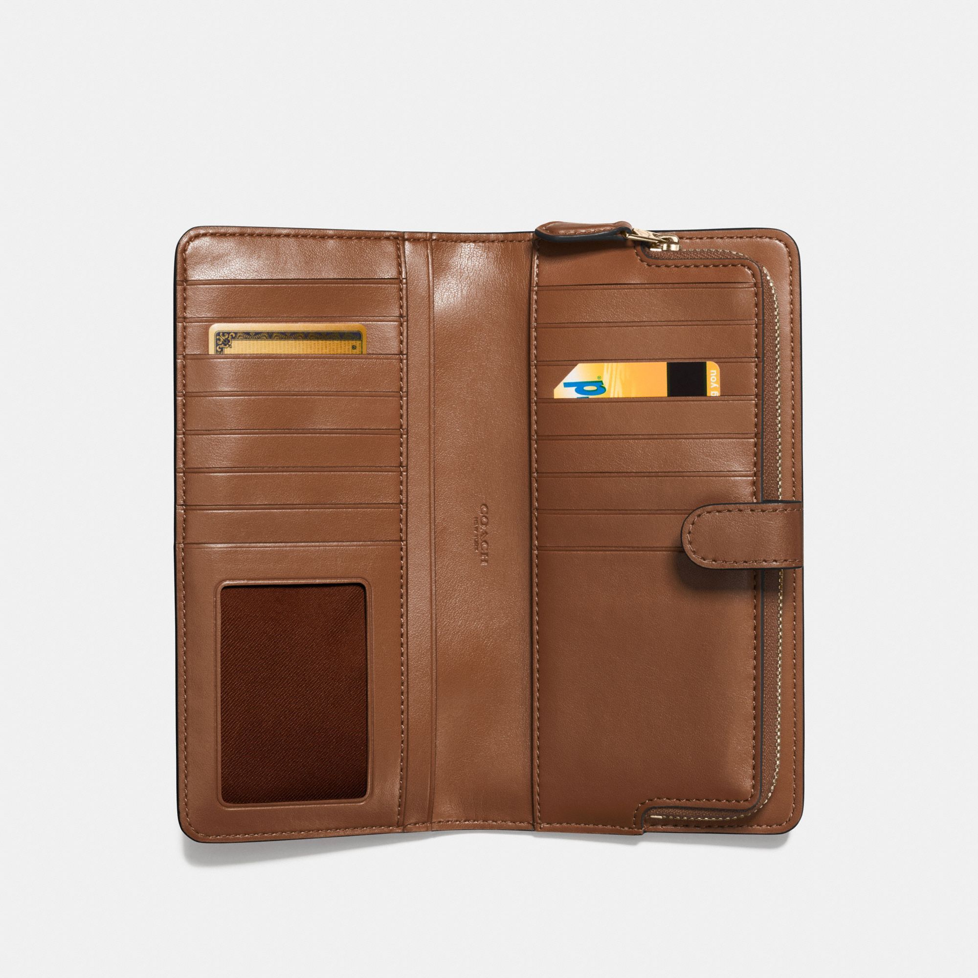 Coach Skinny Wallet - Saddle/Light Gold