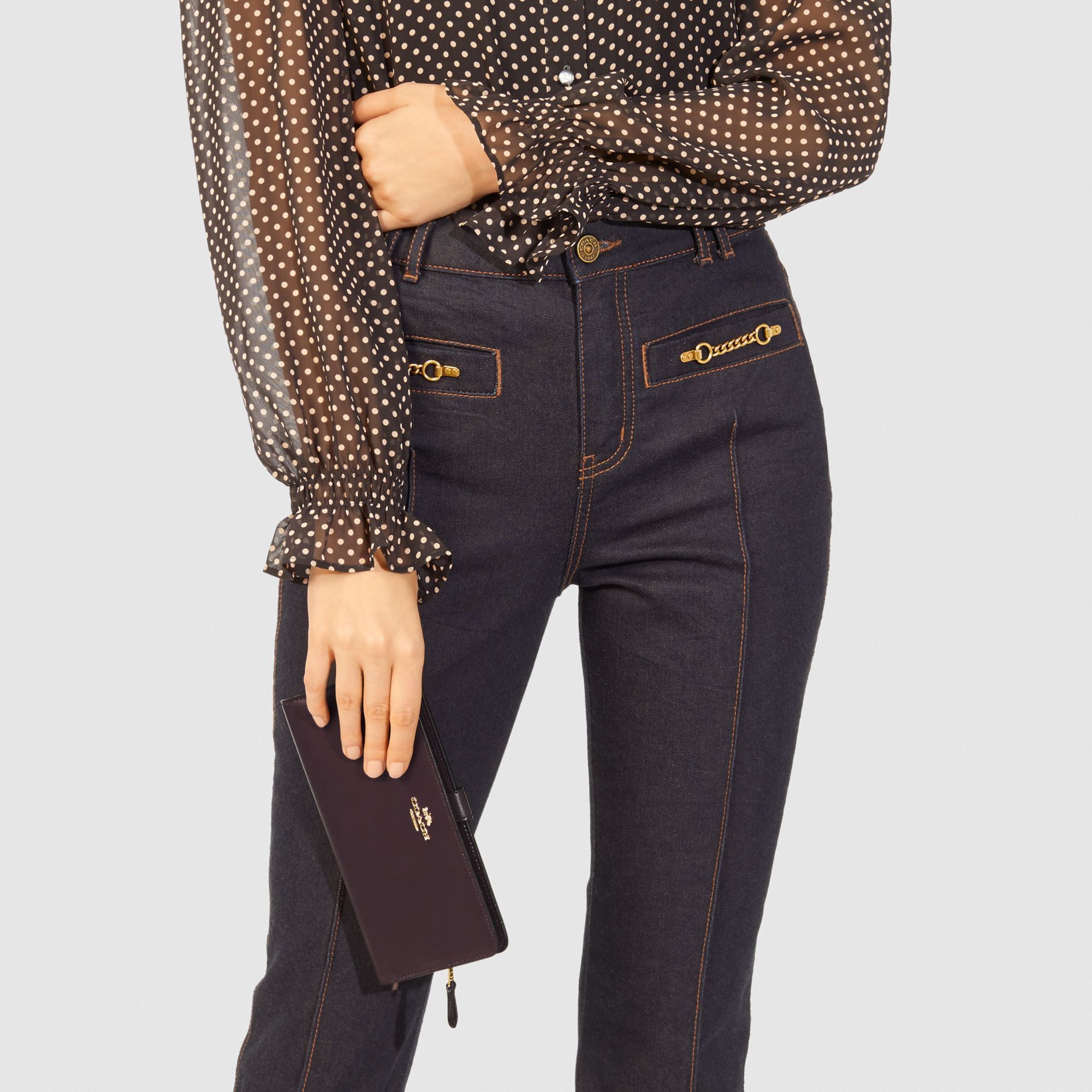 Coach Skinny Wallet - Oxblood/Light Gold