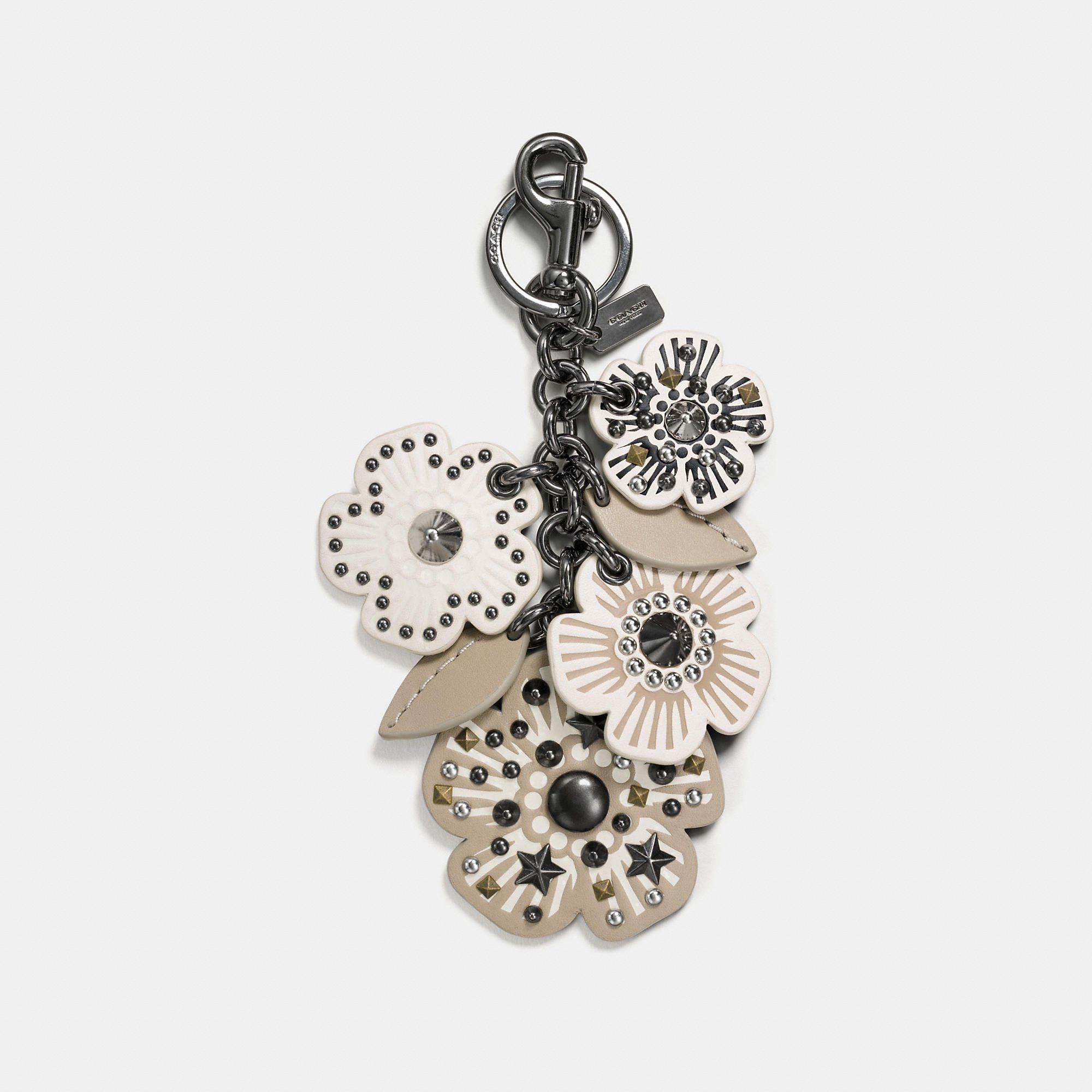 Coach Willow Floral Mix Bag Charm 'Chalk'