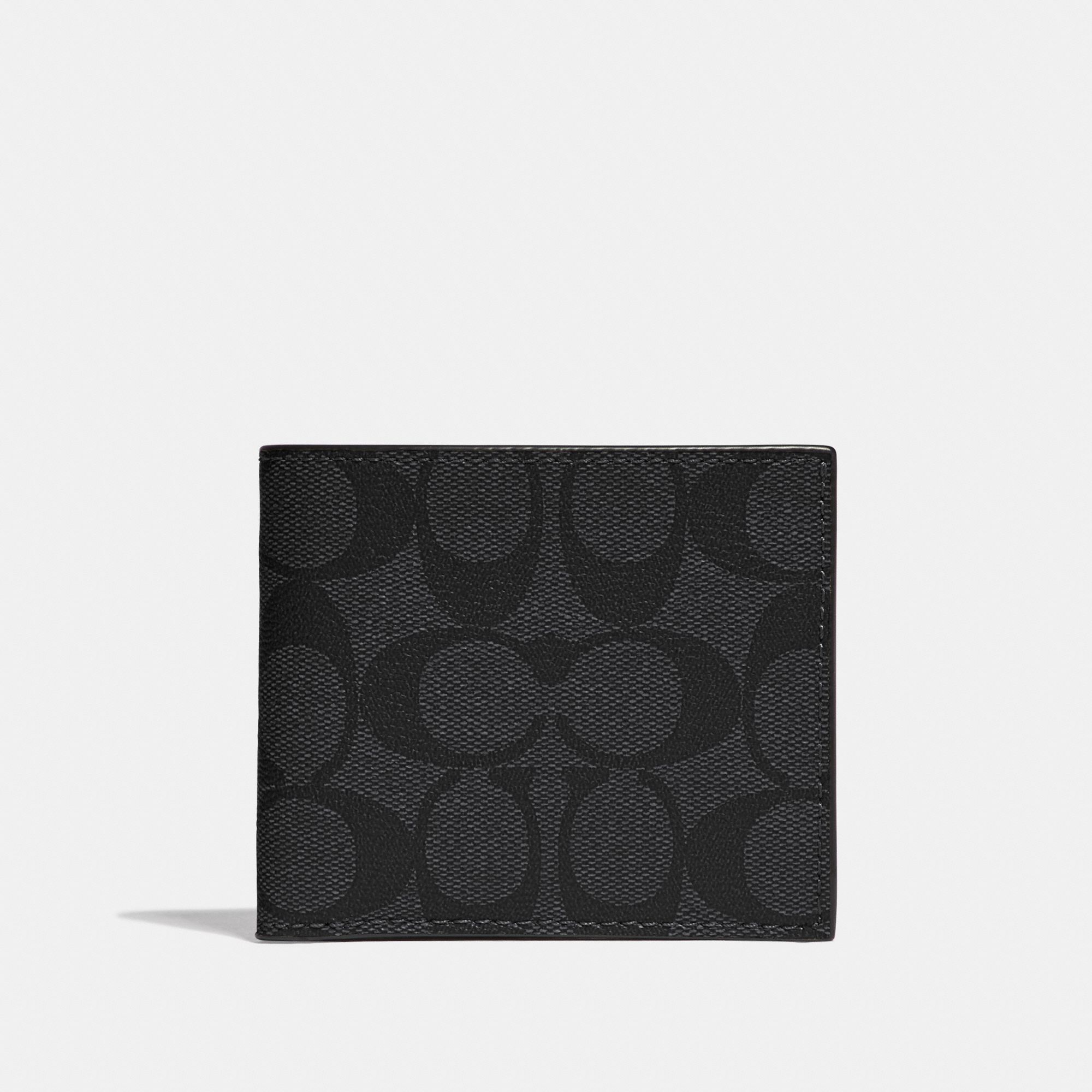 Coach ID Billfold Wallet In Signature Canvas - Charcoal
