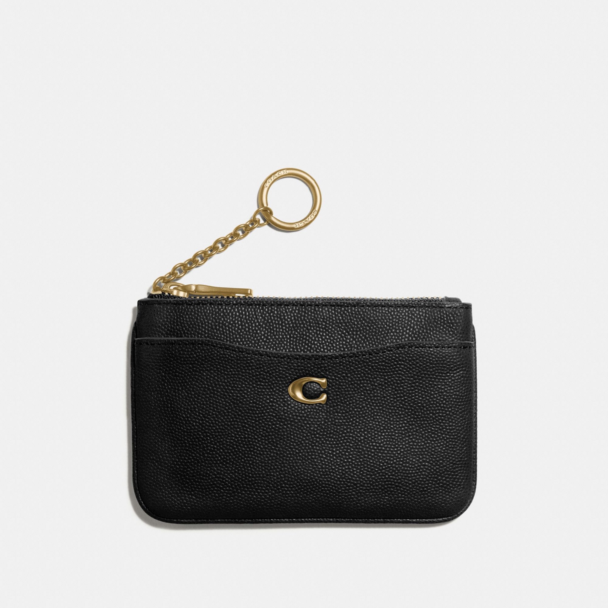 Coach Leather Coin Card Case 'Black'