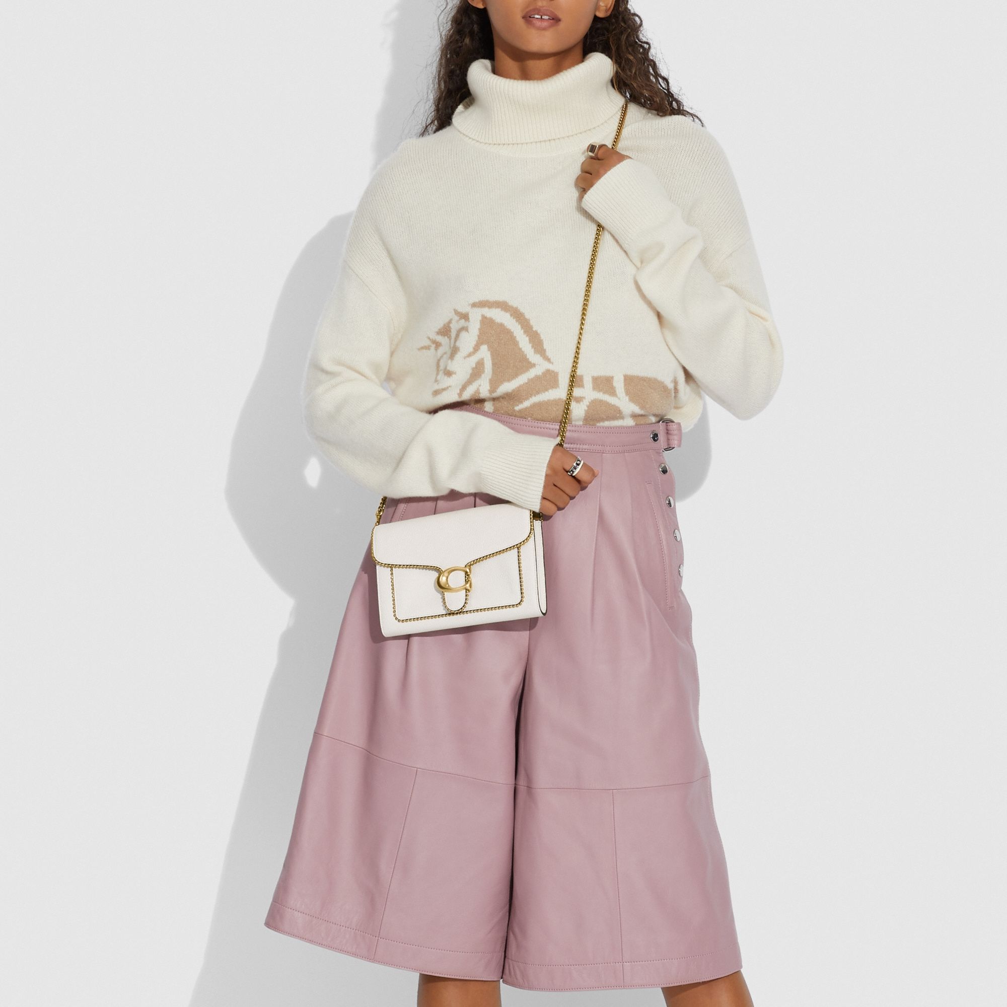 Coach Tabby Chain Clutch With Beadchain - Chalk
