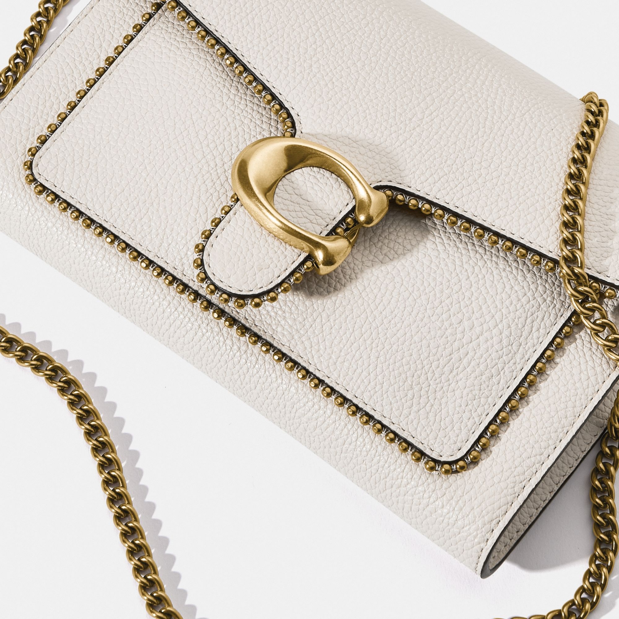 Coach Tabby Chain Clutch With Beadchain - Chalk