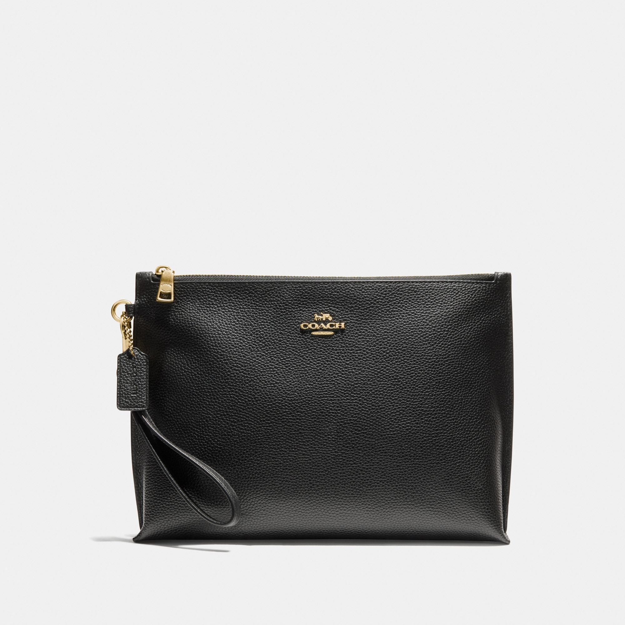 Coach Large Charlie Pouch 'Black/Gold'