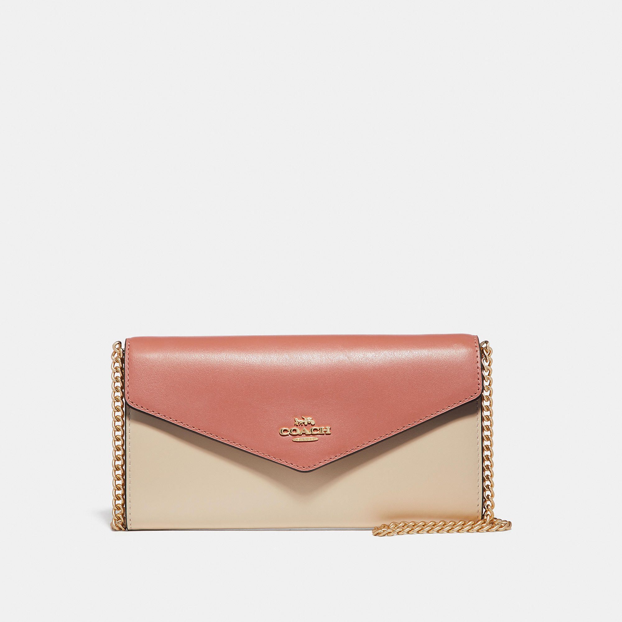 Coach Envelope Chain Wallet in Colorblock 'Light Peach'