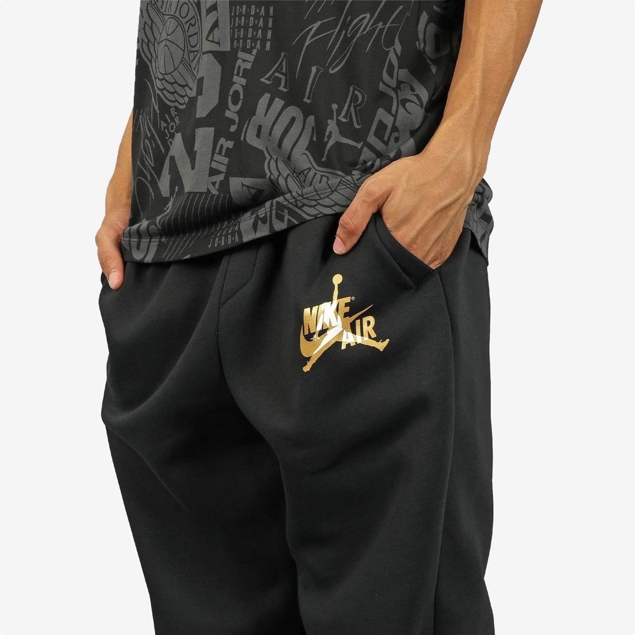  Jordan Jumpman Classic Fleece Pants - Black/Gold 