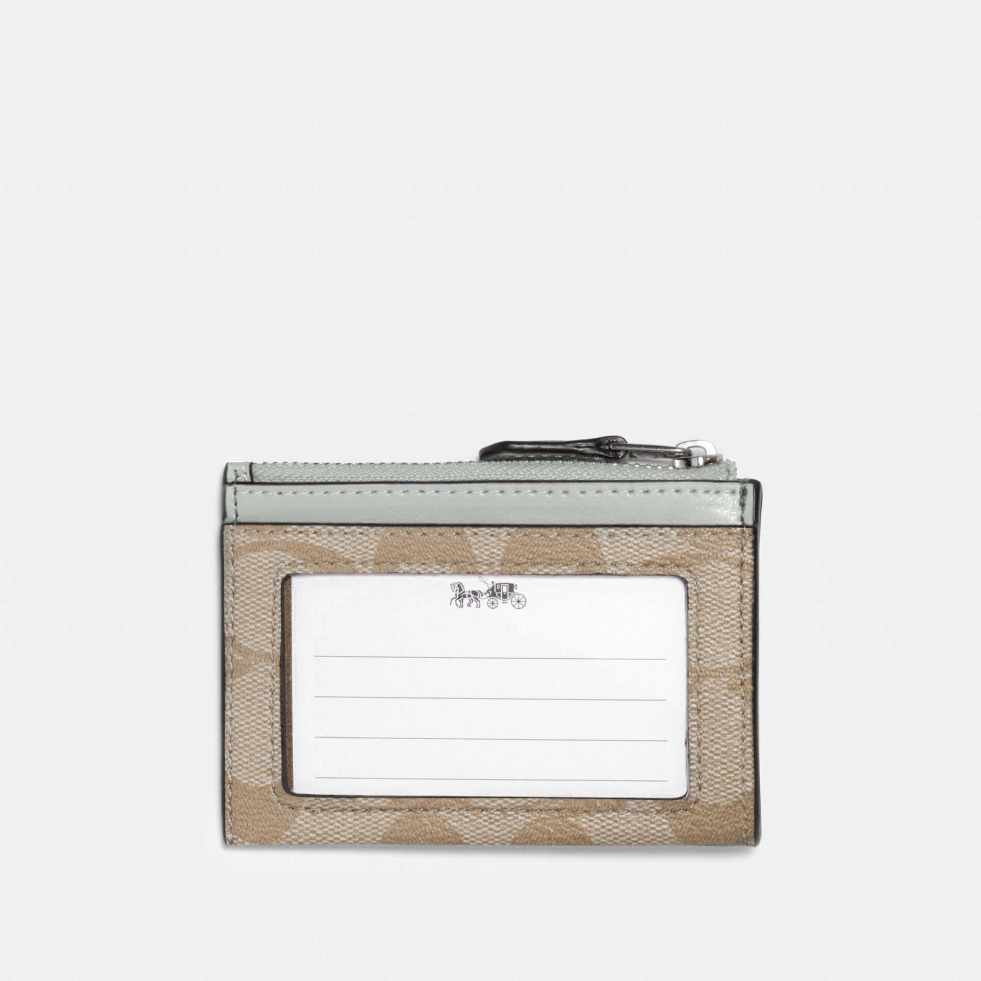 Coach Mini Skinny ID Case In Signature Canvas - Silver/Chalk